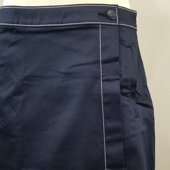 Tommy Hilfiger Size 4 Skirt A-Line Navy Faux Wrap Contrast Embellished Nautical - Picture 3 of 8